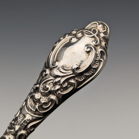 1907 年英國古董純銀手柄大紐帶掛鉤 24 厘米